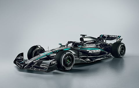 The team's new Mercedes-AMG F1 W16 E PERFORMANCE Formula One racing car, on February 24.