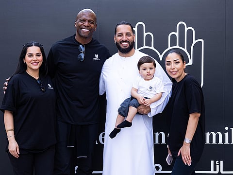 Terry Crews (second from left) with the co-founders of The Giving Family Zehra Rizvi, (from left to right) Fadie Musallet and Sabrina Rabhi