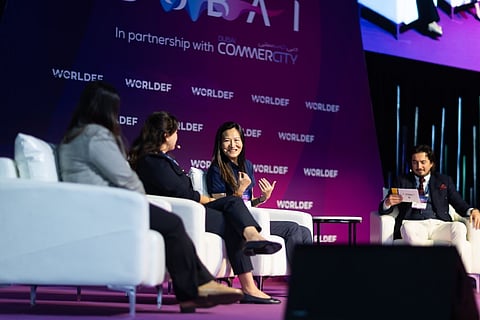Clara Shi, CEO of WorldFirst and Vice President of Ant International, highlights how payment service providers can make international e-commerce business easier for SMEs, at an industry conference in Dubai