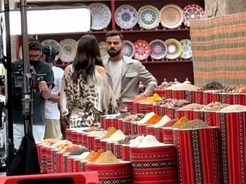 Indian cricketer Virat Kohli and Bollywood star Anushka Sharma spotted at Dubai's Al Seef