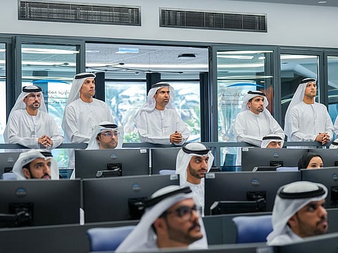 Officials at the Mohammed Bin Rashid Space Centre (MBRSC) receiving the first signal from Etihad-SAT, its first Synthetic Aperture Radar (SAR) satellite.