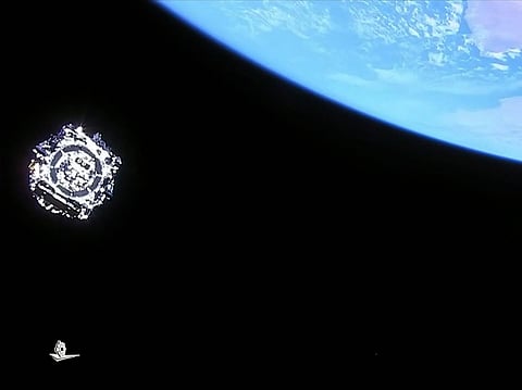 The James Webb Space Telescope separates from Arianespace's Ariane 5 rocket after launching from Europe’s Spaceport, the Guiana Space Center in Kourou, French Guiana, on December 25, 2021.