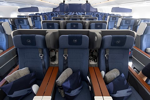 For illustrative purposes only. View taken inside a Lufthansa Airbus A350 airplane.