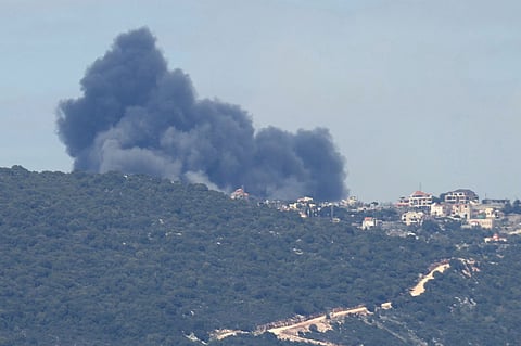Smoke billows after an Israeli airstrike on the southern Lebanese village of Sejoud on March 22, 2025.