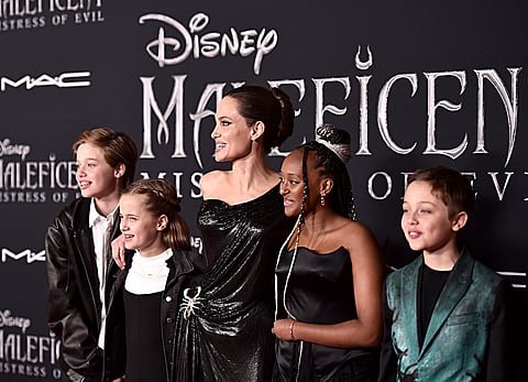 Shiloh Nouvel Jolie-Pitt, Vivienne Marcheline Jolie-Pitt, Actor Angelina Jolie, Zahara Marley Jolie-Pitt, and Knox Léon Jolie-Pitt attend the World Premiere of Disney’s "Maleficent: Mistress of Evil" at the El Capitan Theatre on September 30, 2019 in Hollywood, California.