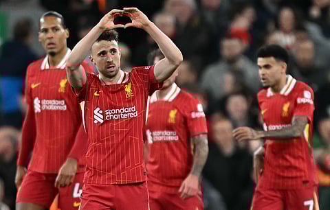 Diogo Jota celebrates scoring the opening goal