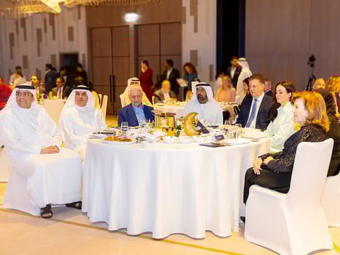 Sheikh Ahmed bin Saeed Al Maktoum, Chairman of the Dubai Health Board of Directors and Founding Chairman of Al Jalila Foundation Board of Trustees, attending the charity suhour event with the UAE businessman Majid Jafar, CEO of Crescent Petroleum and Vice Chairman of Crescent Group
