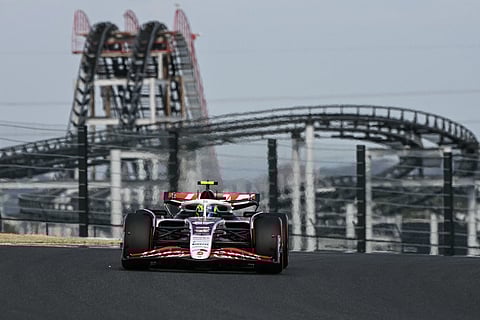Haas F1 Team's British driver Oliver Bearman drives during the qualifying session of the Formula One Japanese Grand Prix at the Suzuka circuit in Suzuka.