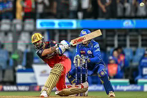 Royal Challengers Bengaluru's Virat Kohli in action during the Indian Premier League (IPL) Twenty20 cricket match against Mumbai Indians at the Wankhede Stadium in Mumbai on April 7.