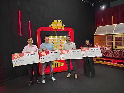 The winners of The Big Win Contest (from left) Shofiul Azam, Suhail Ahmed, Shaiju Karayat and Sheikhnasseb Sh Babasahe