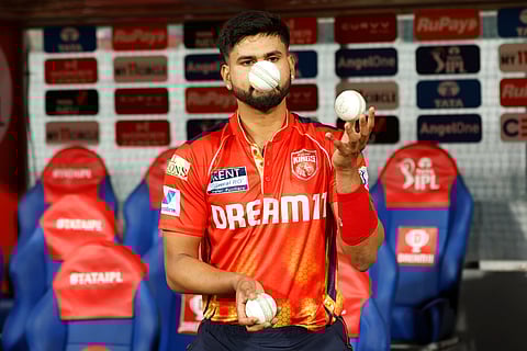 Punjab Kings' skipper Shreyas Iyer prepares for his batting during the Indian Premier League Season 18.