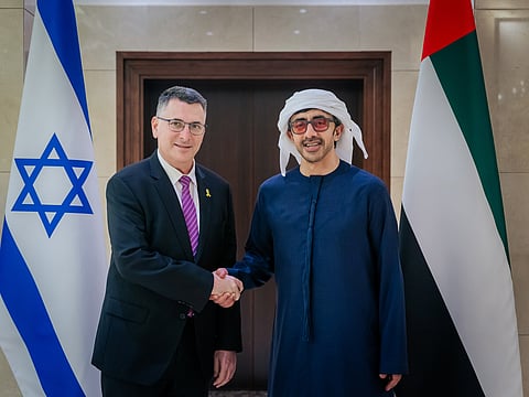 Sheikh Abdullah receives Gideon Sa'ar in Abu Dhabi.