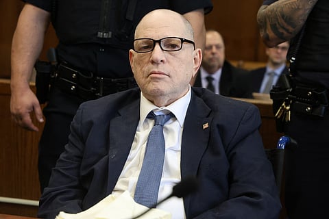 Former film producer Harvey Weinstein appears in State Supreme Court in Manhattan for a hearing on charges of criminal sexual abuse on April 9, 2025 in New York City.