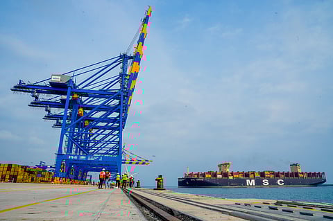 Adani’s Vizhinjam Port welcomes arrival of largest-ever container ship in Indian waters.
