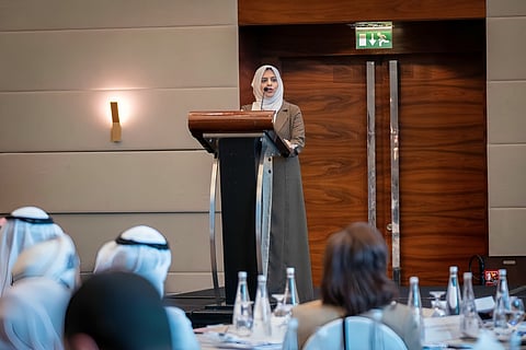 Dr Samya Mohammed Al Mamari speaks during the Policy Dialogue on Strengthening the Public Health Response to Substance Use.