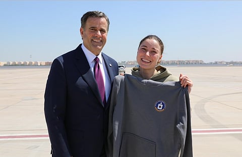 American-Russian ballerina Ksenia Karelina with CIA Director John Ratcliffe.