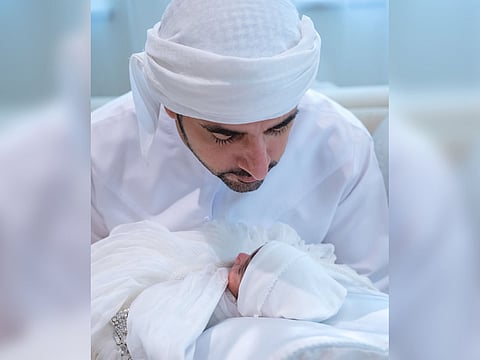 Sheikh Hamdan shares a photo with his baby daughter, Hind.