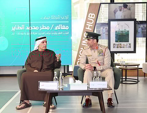Mattar Al Tayer, Director General and Chairman of the Board of Executive Directors at RTA, and Lieutenant General Abdullah Khalifa Al Marri, Commander-in-Chief of Dubai Police during a meeting in Dubai