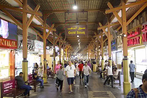 Shoppers at gold souq in Deira.