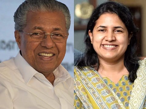 File photos of Pinarayi Vijayan and his daughter Veena Vijayan,