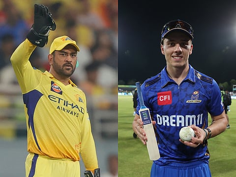 Dewald Brevis (right) will be joining legendary Mahendra Singh Dhoni at Chennai Super Kings for Indian Premier League Season 18.