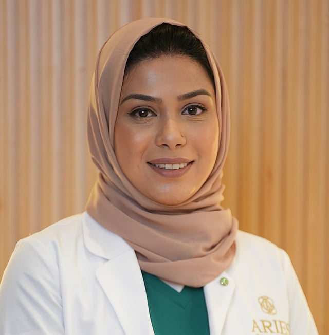Dr. Seham Asad Ali Khan, co-founder of Aries Dental and Aesthetic Clinic