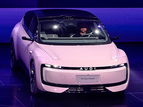 A newly launched Volkswagen E5 SPORTBACK ahead of the Shanghai Auto Show in Shanghai.