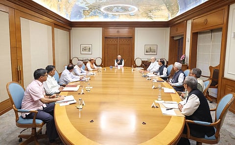 Indian Prime Minister Narendra Modi chairs Cabinet Committee on Security meeting following Pahalgam attack in Kashmir.