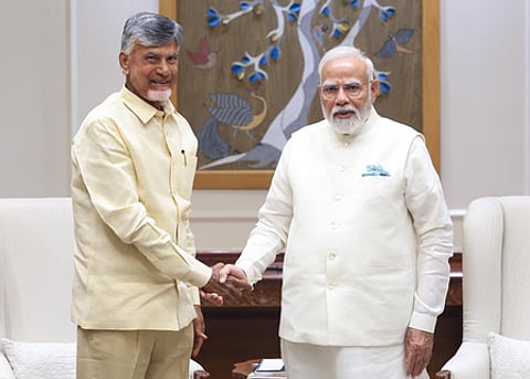 Chief Minister Chandrababu Naidu invites Indian PM Narendra Modi to re-launch Amaravati capital works.