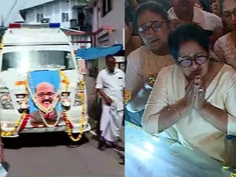 Ramachandran's body was placed first at a local auditorium where people paid their last respects