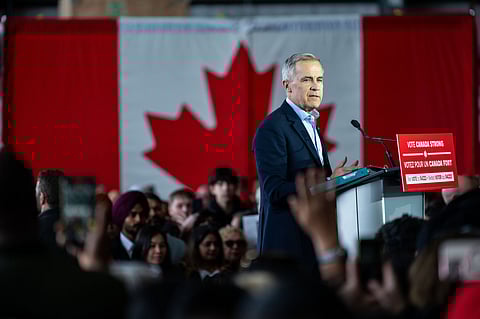 Mark Carney during a campaign rally in Mississauga, Canada, on April 26.