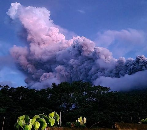 Steam-driven plume soars up to 4.5km above Bulusan Volcano's crater on Monday in eastern Philippines.