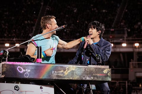 BTS Jin attended Coldplay concert in Seoul.
