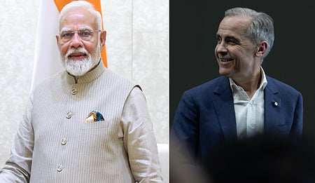 Indian PM Narendra Modi (left) and Canadian Prime Minister Mark Carney.