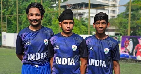 Vishnu Vagela (left) is the captain of the Indian Blind Football Team and was recently named the Best Player at the prestigious BRICS Blind Football Tournament in Moscow.