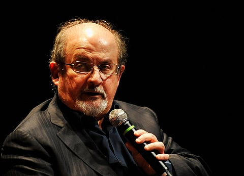 Writer Salman Rushdie speaks at "A Conversation With Deepa Mehta And Salmon Rushdie" at TIFF Bell Lightbox during the 2011 Toronto International Film Festival on September 12, 2011 in Toronto, Canada.