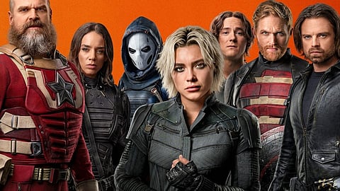 A look at the star players of Thunderbolts*: (From left) Actors David Harbour, Hannah John-Kamen, Olga Kurylenko, Florence Pugh, Lewis Pullman, Wyatt Russell and Sebastian Stan.
