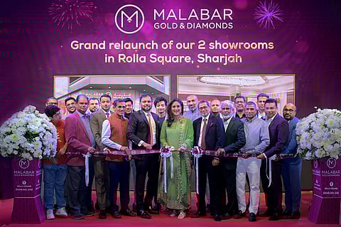 Two newly revamped showrooms of Malabar Gold & Diamonds in Rolla Square, Sharjah was unveiled by Bollywood actress & brand ambassador of Malabar Gold & Diamonds, Kareena Kapoor Khan in the presence of Abdul Salam K.P, Shamlal Ahamed, Mr. Mayankutty C, Nishad A.K, Abdul Majeed, Ameer CMC, Sakkeer. P, Ranjith KV, other senior management team members from Malabar Gold & Diamonds, customers & well-wishers