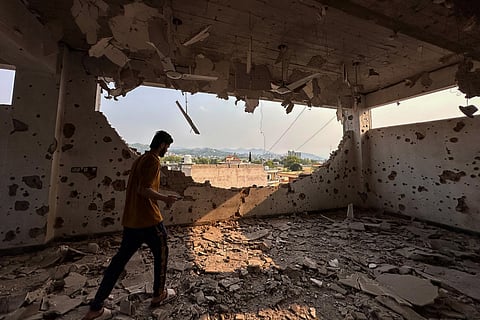A general view of a damaged structure in the Kotli district on May 7, 2025, after Indian strikes.