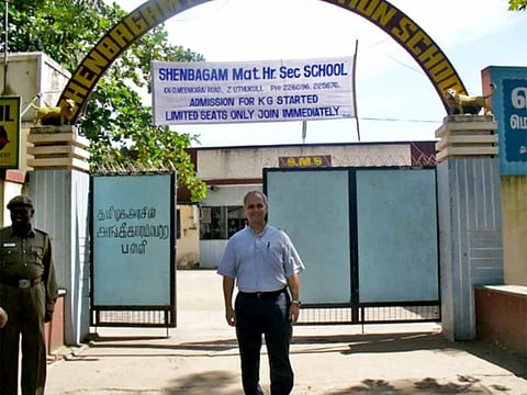 File photo: Pope Leo XIV, then Father Robert Francis Prevost, visiting Shenbagam Matriculation Higher Secondary School in Pollachi, Tamil Nadu, during his pastoral tour in 2006.