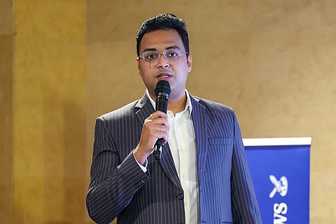 Piyush Saxena, Regional Manager, Leap Geebee Educations, speaking at Gulf News Edufair