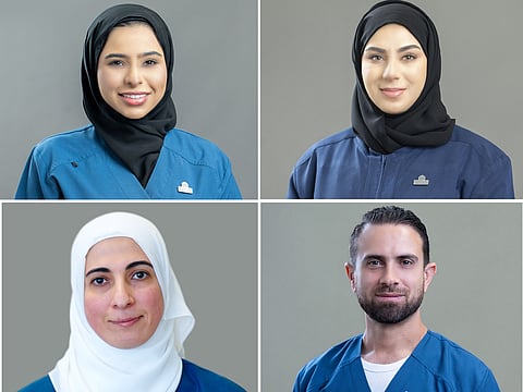 Marwa Al Falasi, Hessa Ishaq Mallala Saleh Al Ali, Yuser Hamad and Ali Al Khalidy, are nurses from Dubai Health.