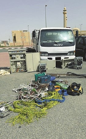 The cables seized by police in a vehicle (rear).