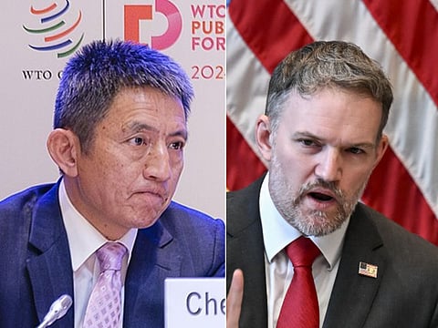 Chinese trade negotiator Li Chenggang (left) and US Trade Representative Jamieson Gree. In Geneva, "substantial progress" has been reached following a two-day closed-door meeting aimed at ending a devastating US-China tariff war.