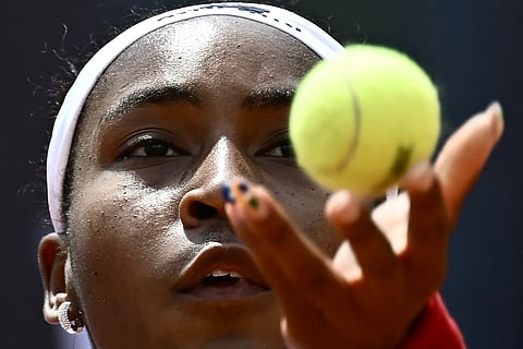 American Coco Gauff had a laugh when she served without her opponent in a tough Italian Open semi-finals on Thursday.