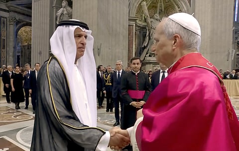 Saud bin Saqr attends papal inauguration ceremony