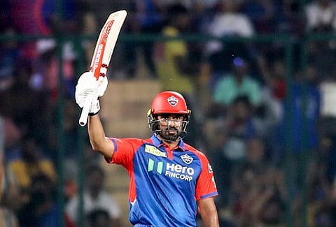 Karun Nair celebrates a half-century for Delhi Capitals during the Indian Premier League Season 18.