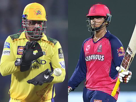 Mahendra Singh Dhoni (left) saw a full picture of the young talent Vaibhav Suryavanshi during the generational face-off in Delhi on Tuesday.