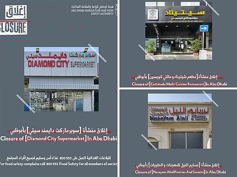 Abu Dhabi shuts down three food establishments over repeated safety violations