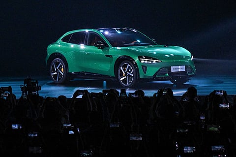 The Xiaomi YU7 SUV car is seen during a launch event in Beijing on May 22, 2025.